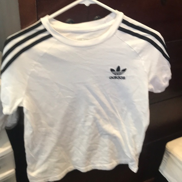 girls white adidas top